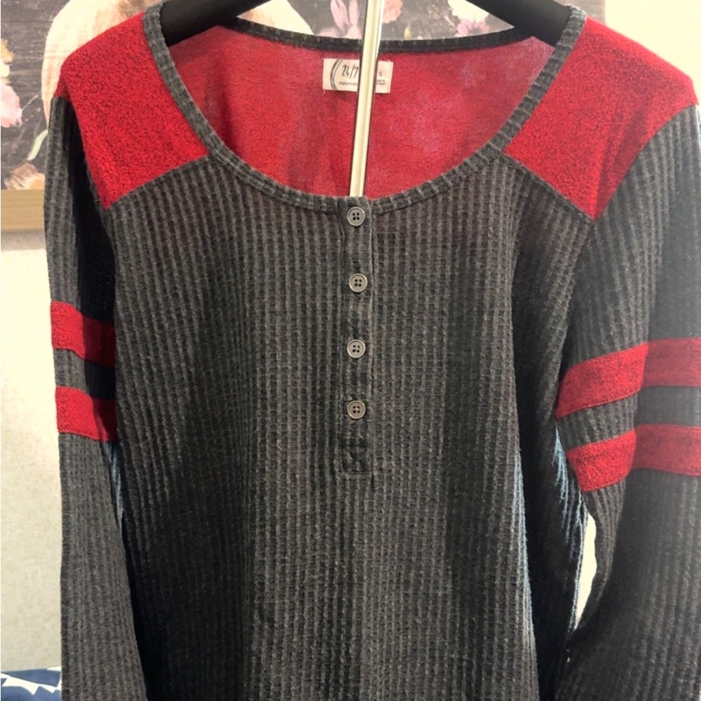 Maurices Red and Black Long Sleeve Top